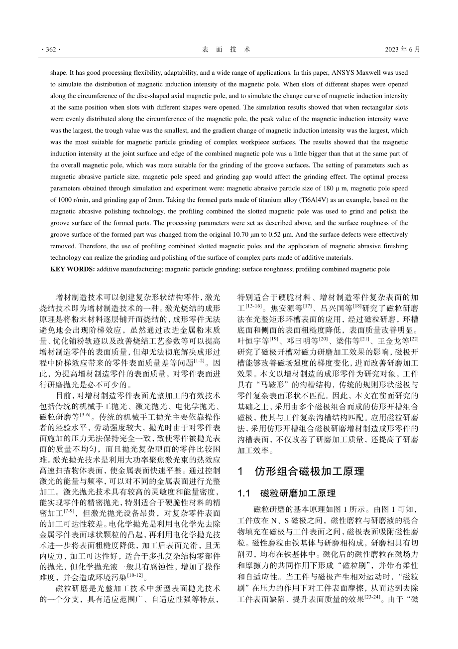 仿形组合磁极研磨增材制造复杂表面工艺研究_孙岩.pdf_第2页