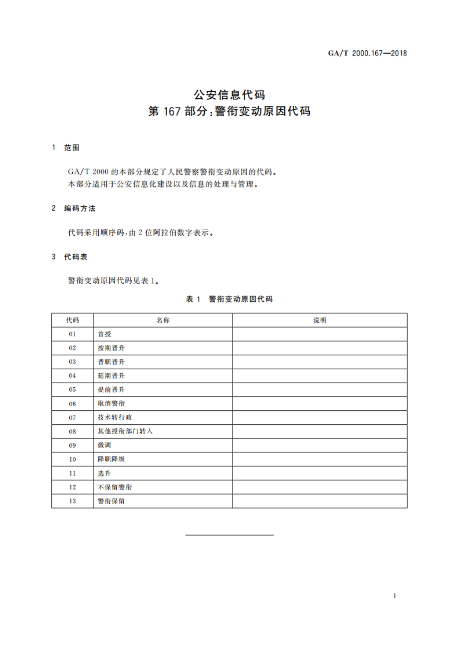 公安信息代码 第167部分：警衔变动原因代码 GAT 2000.167-2018.pdf_第3页