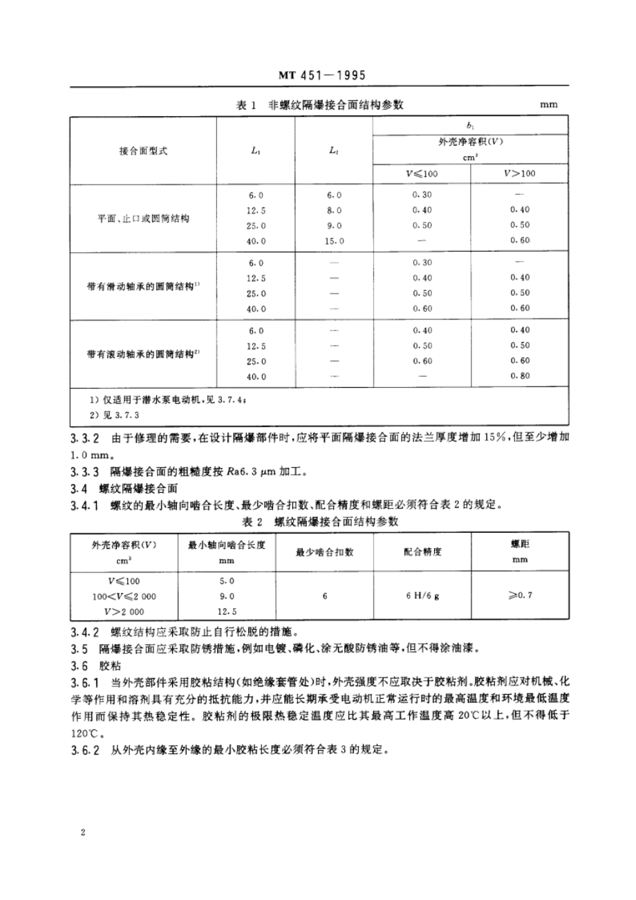 煤矿用隔爆型低压三相异步电动机安全性能通用技术规范 MT 451-1995.pdf_第3页