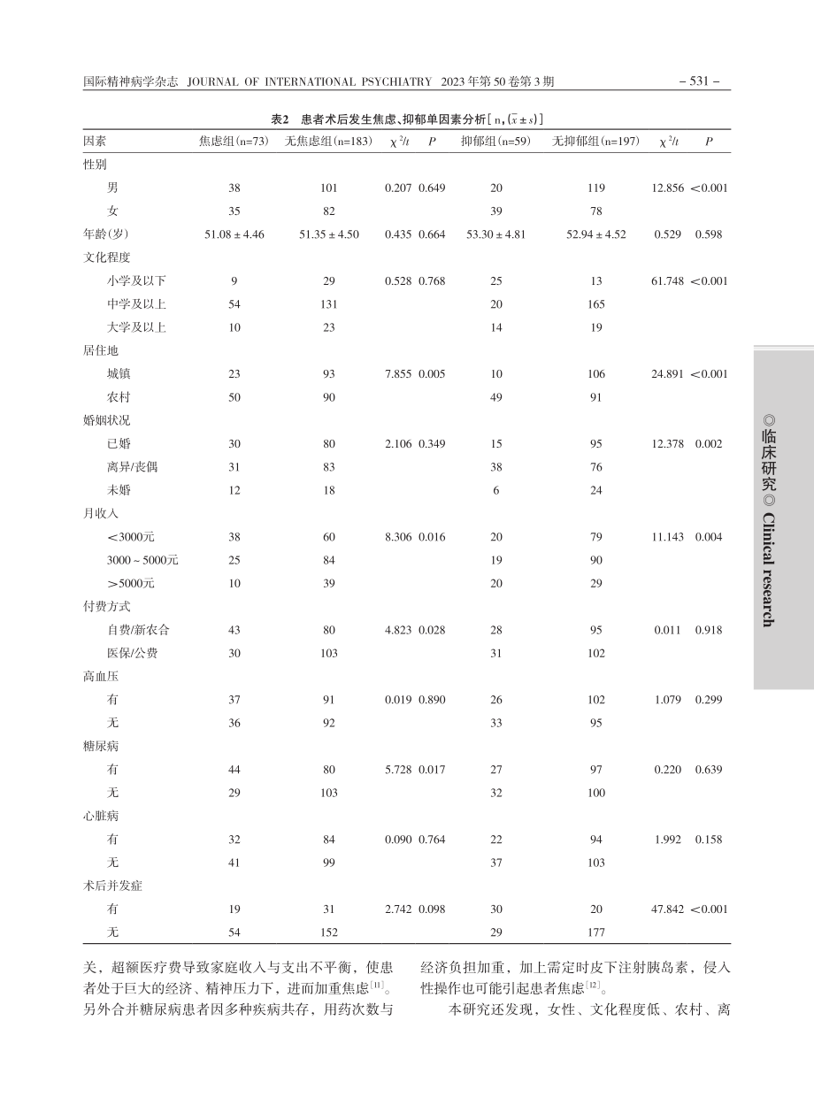 复杂性肾结石患者双通道经皮...焦虑、抑郁情况及其影响因素_闫圣男.pdf_第3页