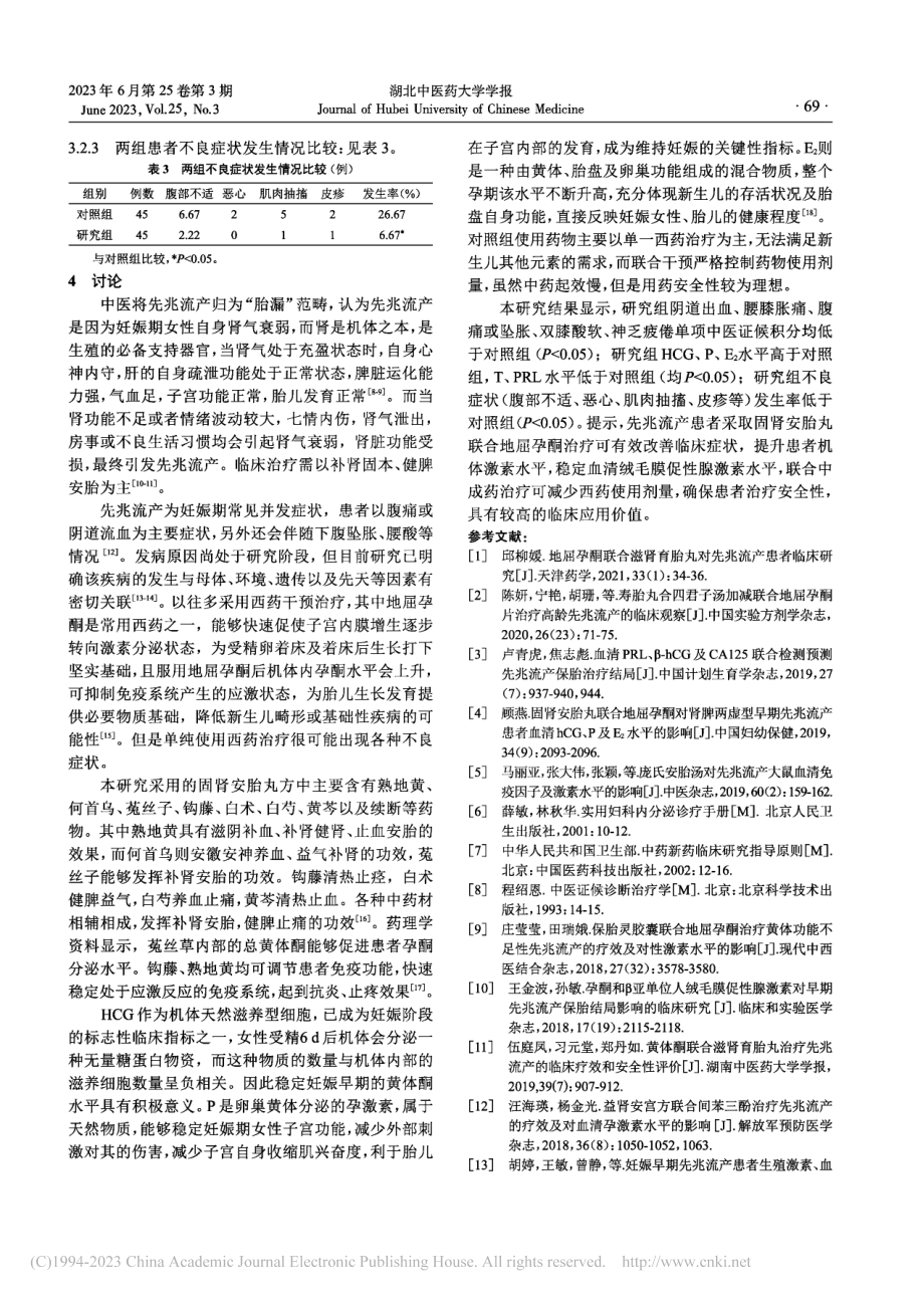 固肾安胎丸联合地屈孕酮对先...者性激素及血清HCG的影响_许茜.pdf_第3页