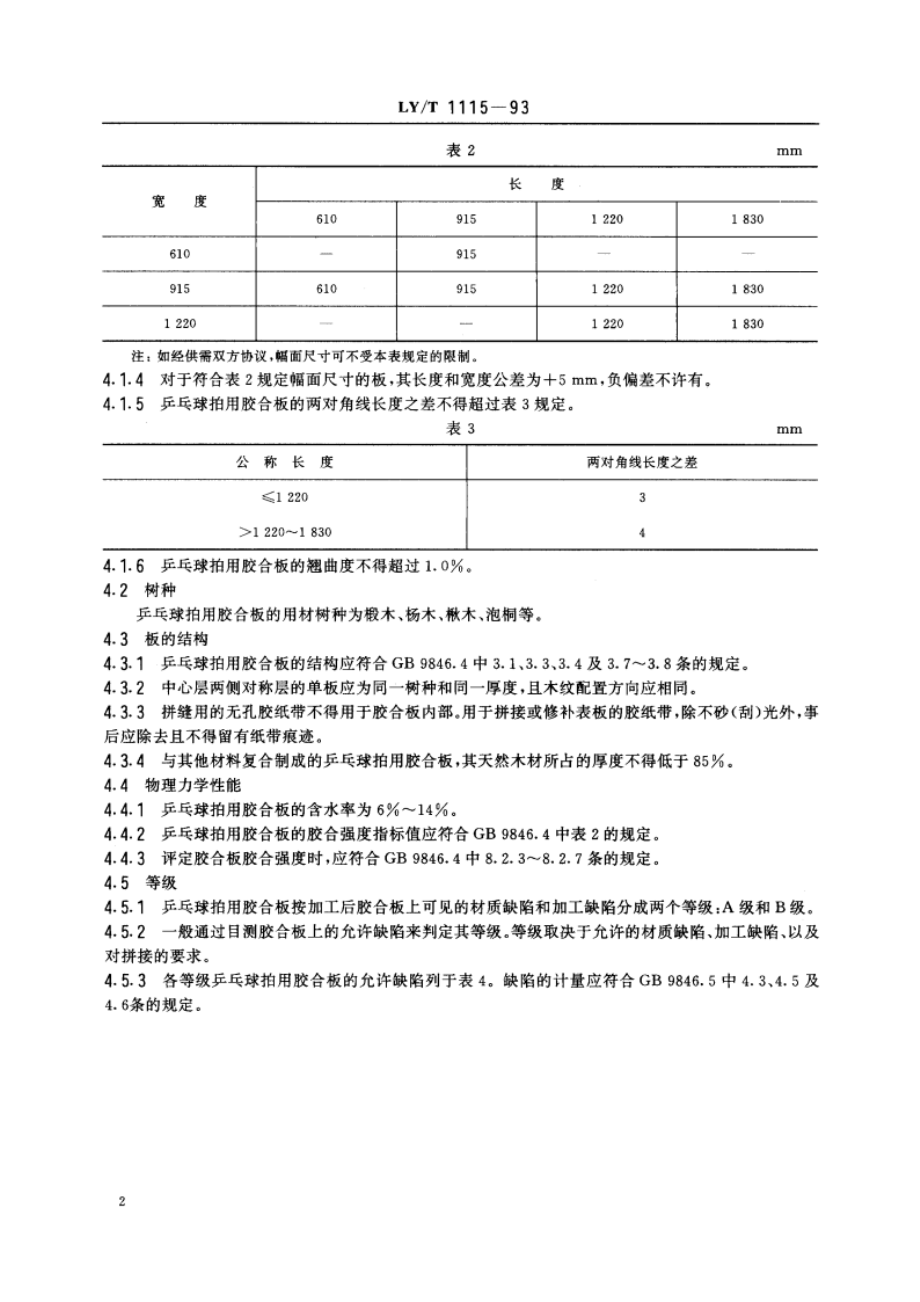 乒乓球拍用胶合板 LYT 1115-1993.pdf_第3页