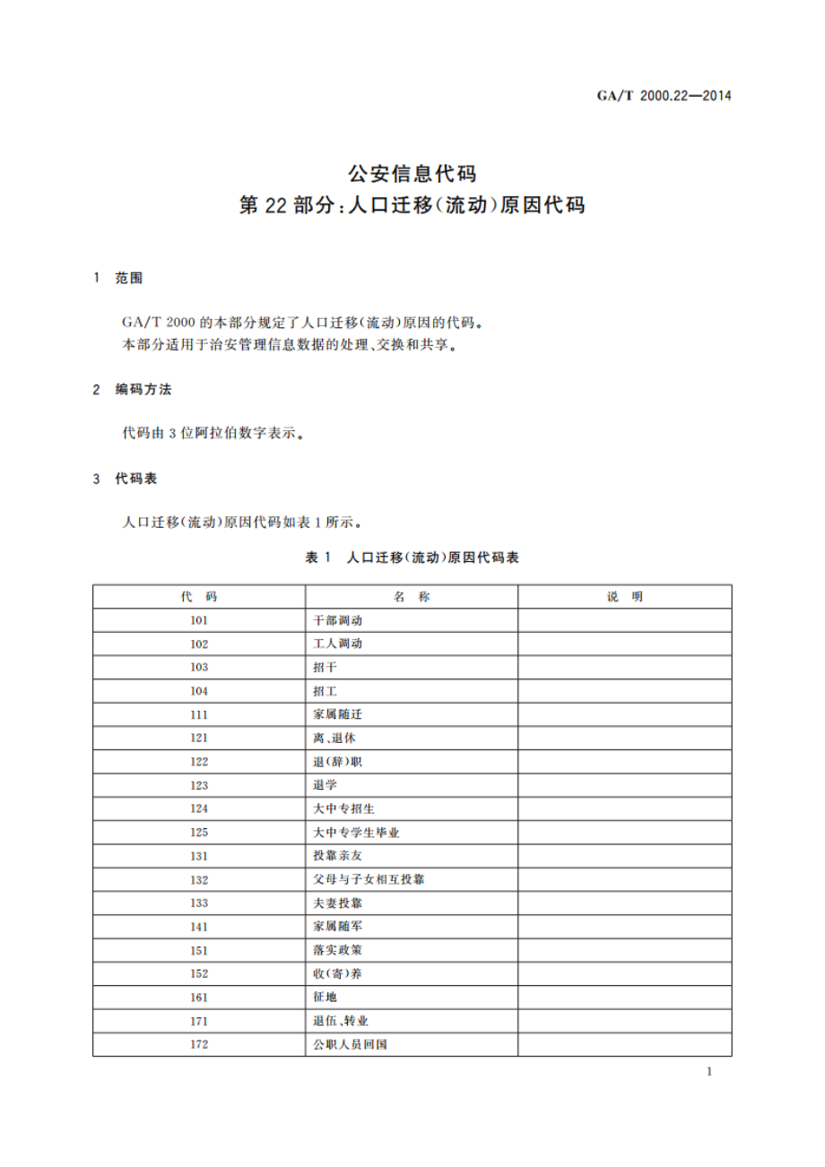 公安信息代码 第22部分：人口迁移(流动)原因代码 GAT 2000.22-2014.pdf_第3页