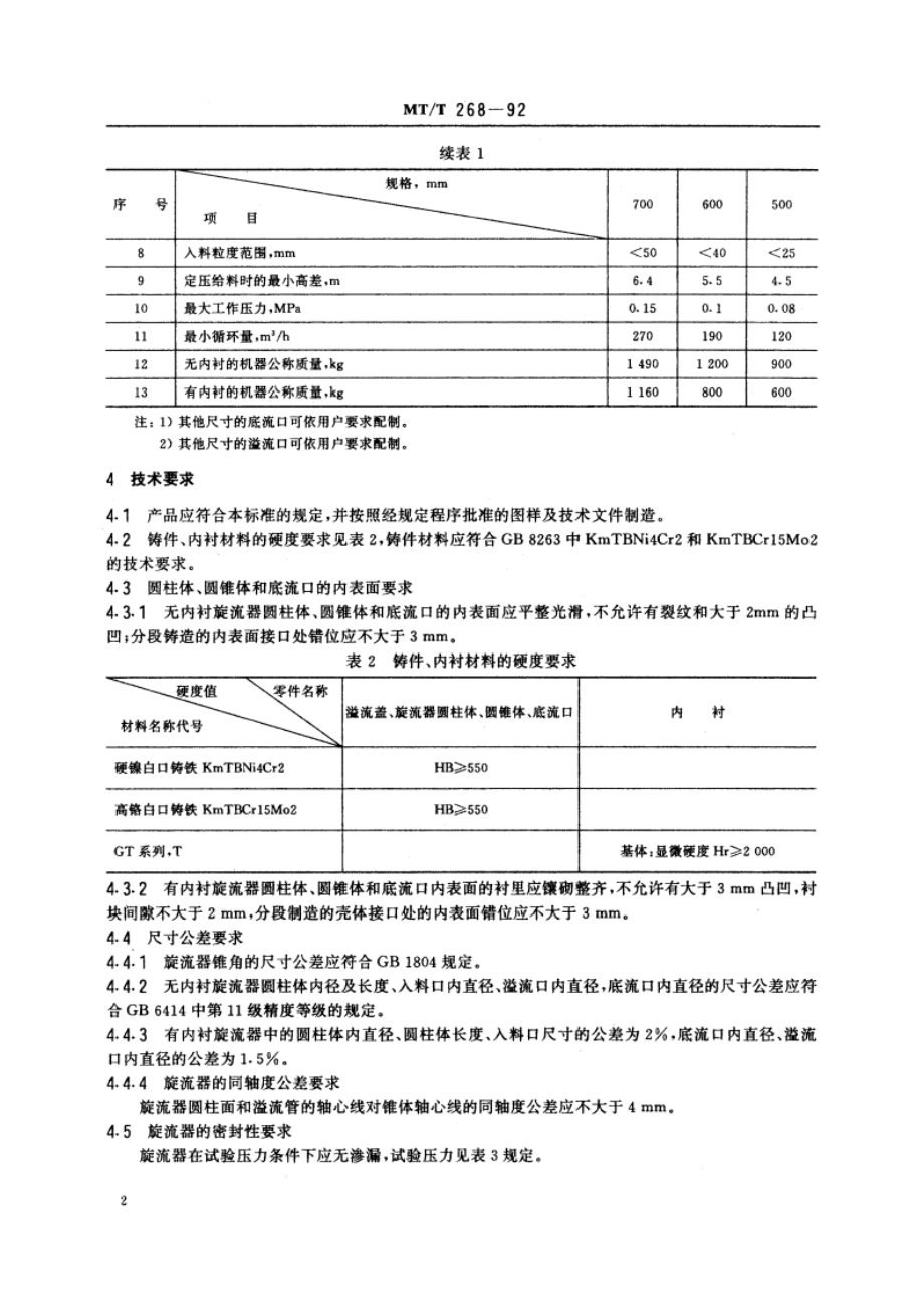 煤用两产品圆锥形重介质旋流器 MTT 268-1992.pdf_第3页