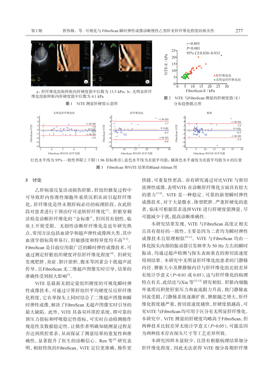 可视化与FibroScan...型肝炎肝纤维化程度的相关性_曾伟梅.pdf_第3页