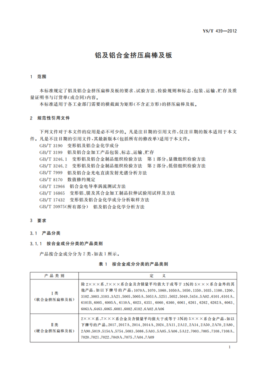 铝及铝合金挤压扁棒及板 YST 439-2012.pdf_第3页