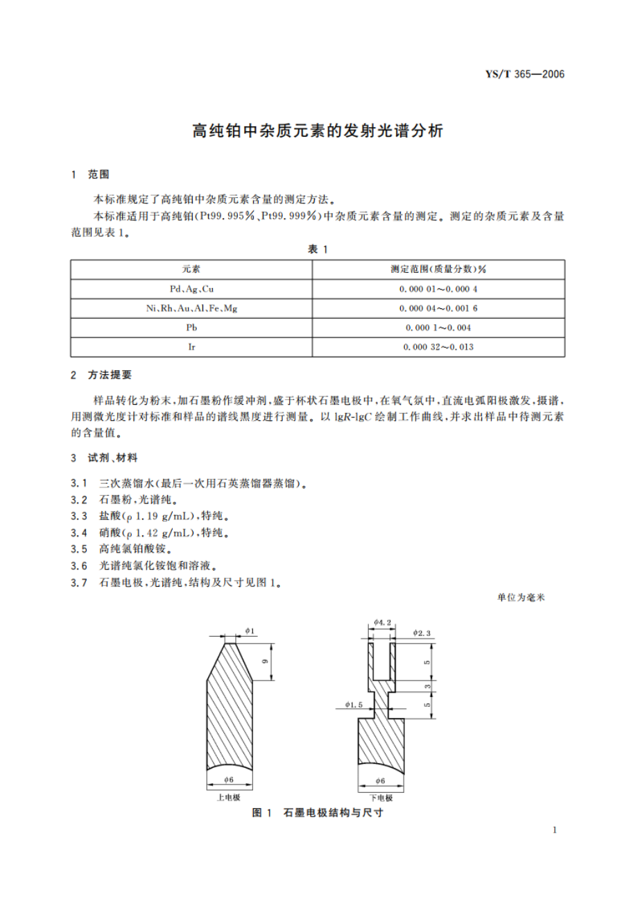 高纯铂中杂质元素的发射光谱分析 YST 365-2006.pdf_第3页