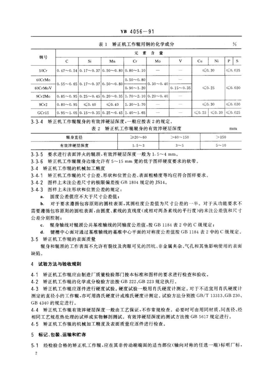 金属板材矫正机工作辊技术条件 YB 4056-1991.pdf_第3页