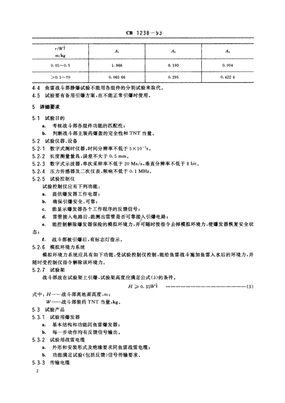 鱼雷战斗部静爆试验方法 CB 1238-1993.pdf_第3页