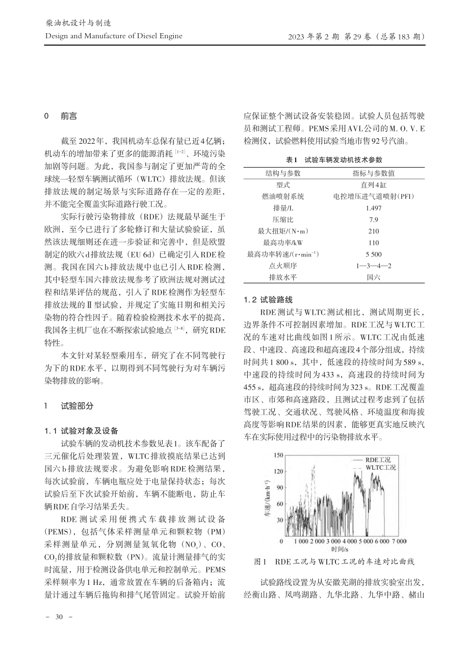 驾驶行为对轻型车实际行驶污染物排放特性的影响_李树宇.pdf_第2页