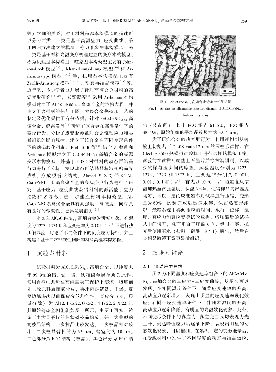 基于DMNR模型的AlCo...(0.6)高熵合金本构方程_刘太盈.pdf_第2页