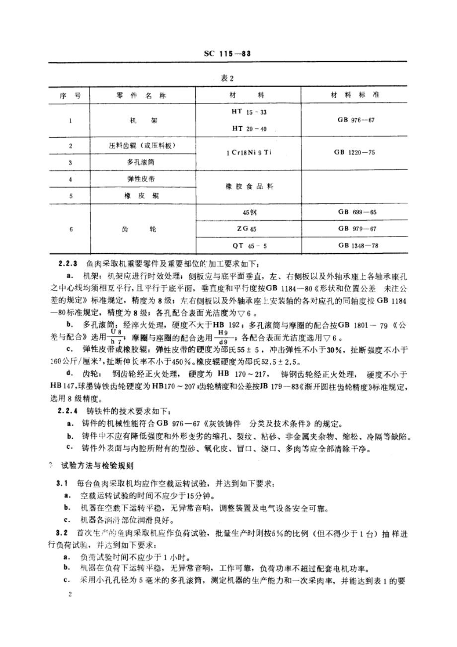 鱼肉采取机系列参数与技术条件 SC 115-1983.pdf_第3页