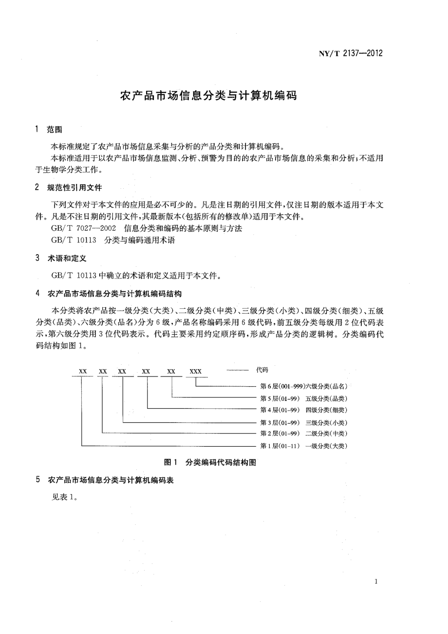 NYT 2137-2012 农产品市场信息分类与计算机编码.pdf_第3页