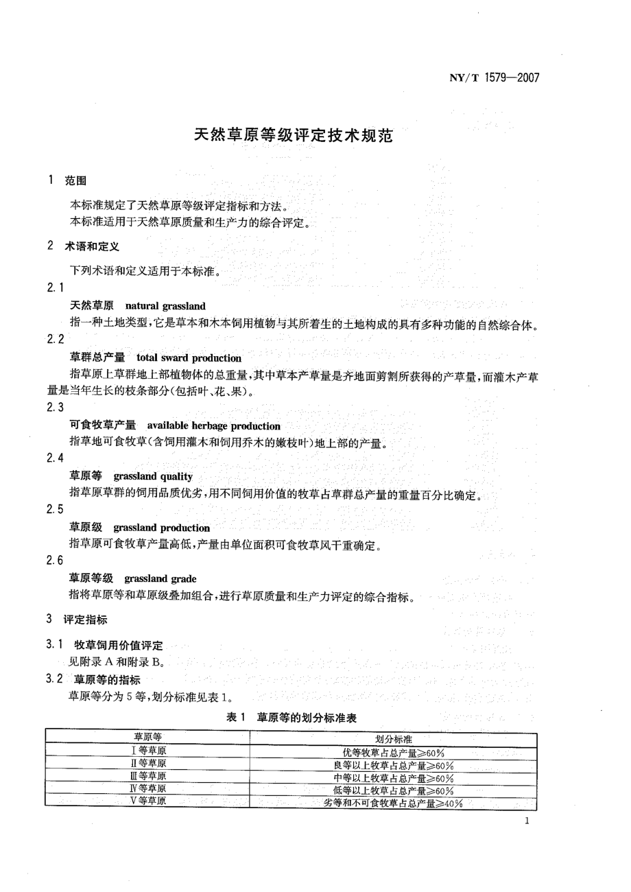 NYT 1579-2007 天然草原等级评定技术规范.pdf_第3页