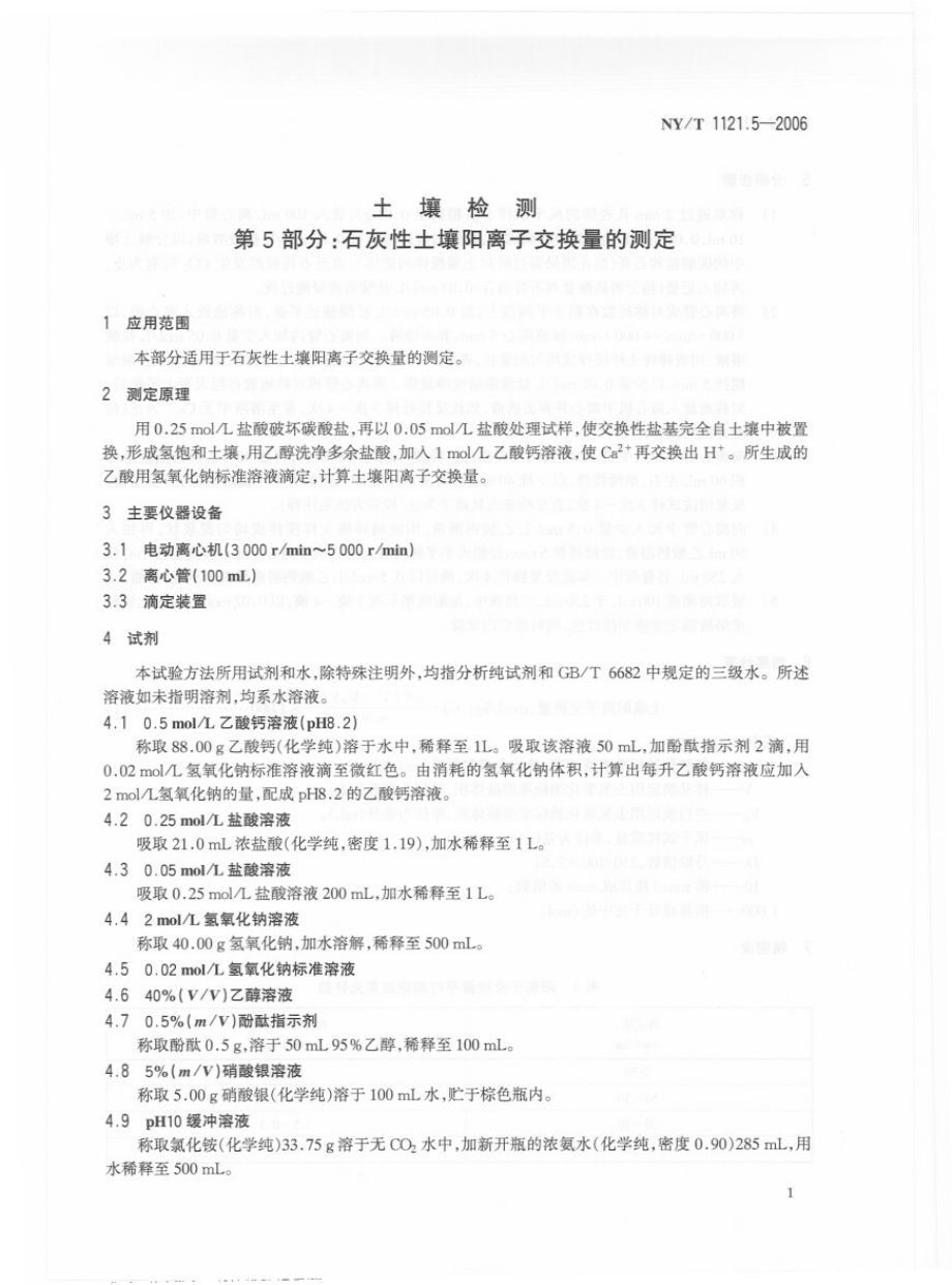 NYT 1121.5-2006 土壤检测 第5部分：石灰性土壤阳离子交换量的测定.pdf_第3页