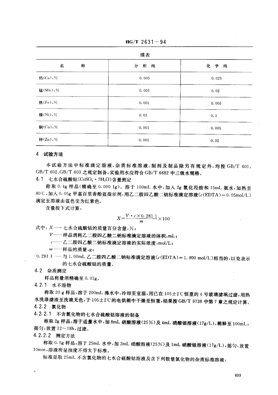 HGT 2631-1994 化学试剂 七水合硫酸钴(硫酸钴).pdf_第2页