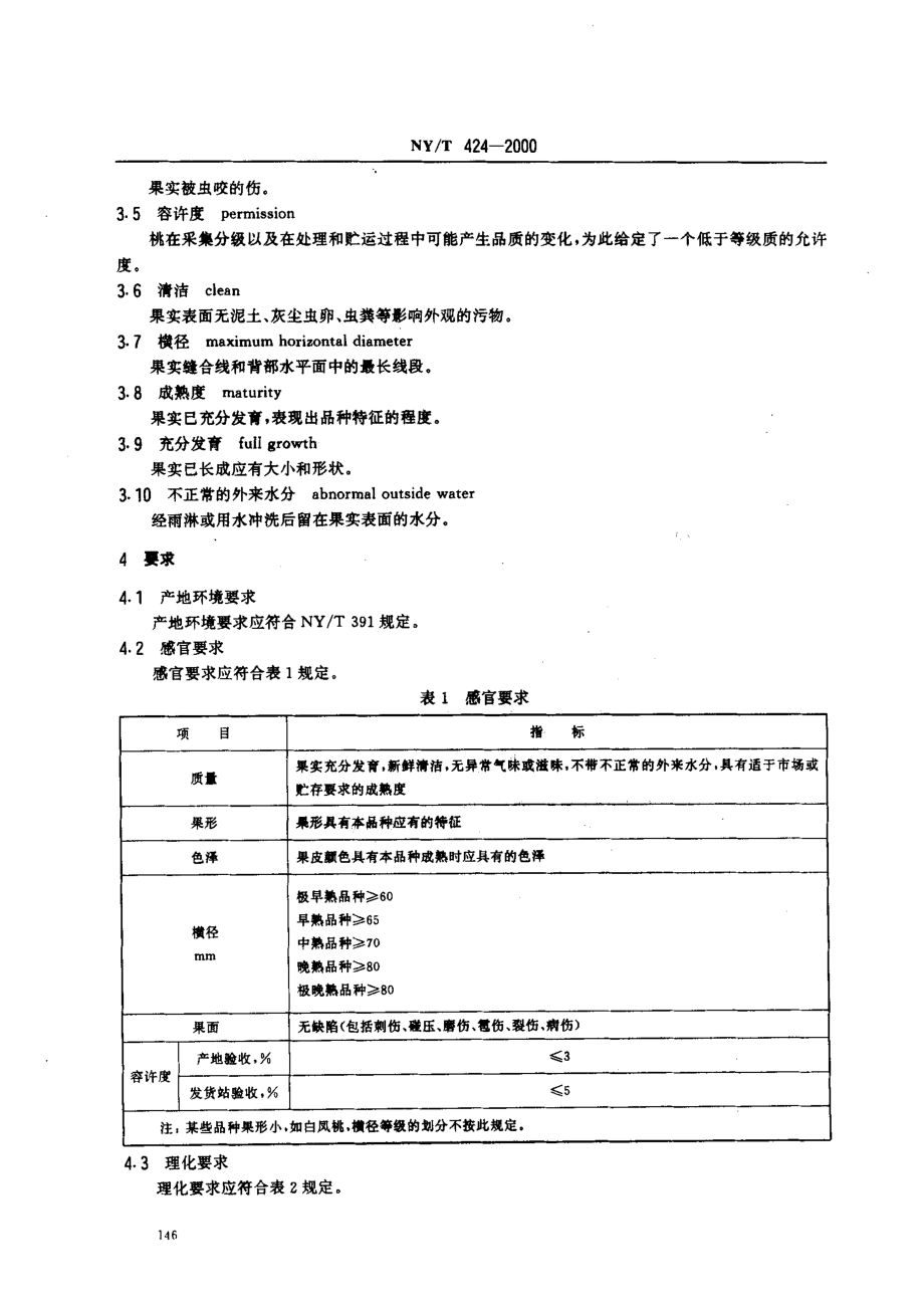 NYT 424-2000 绿色食品 鲜桃.pdf_第3页