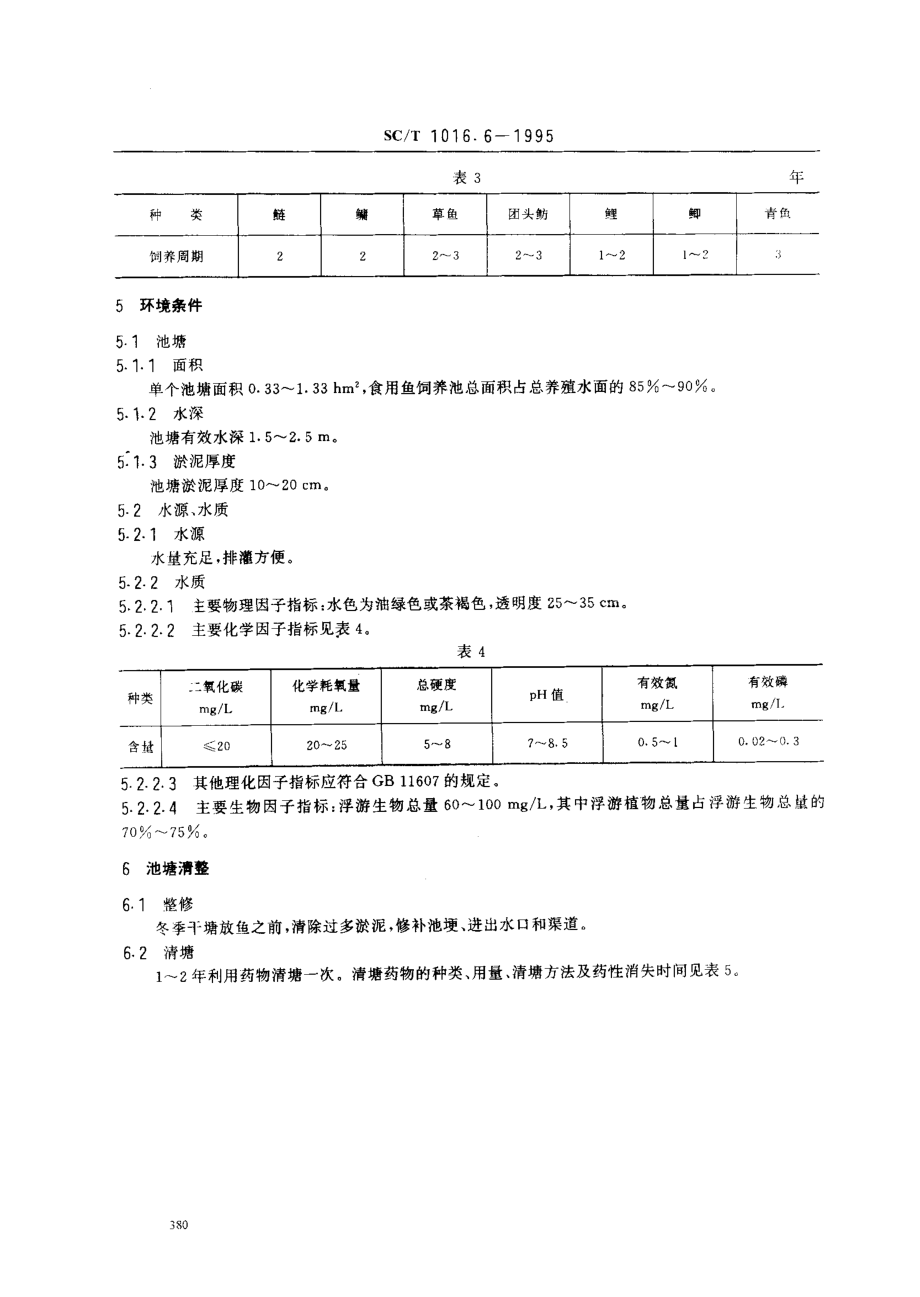 SCT 1016.6-1995 中国池塘养鱼技术规范 长江中上游地区食用鱼饲养技术.pdf_第2页