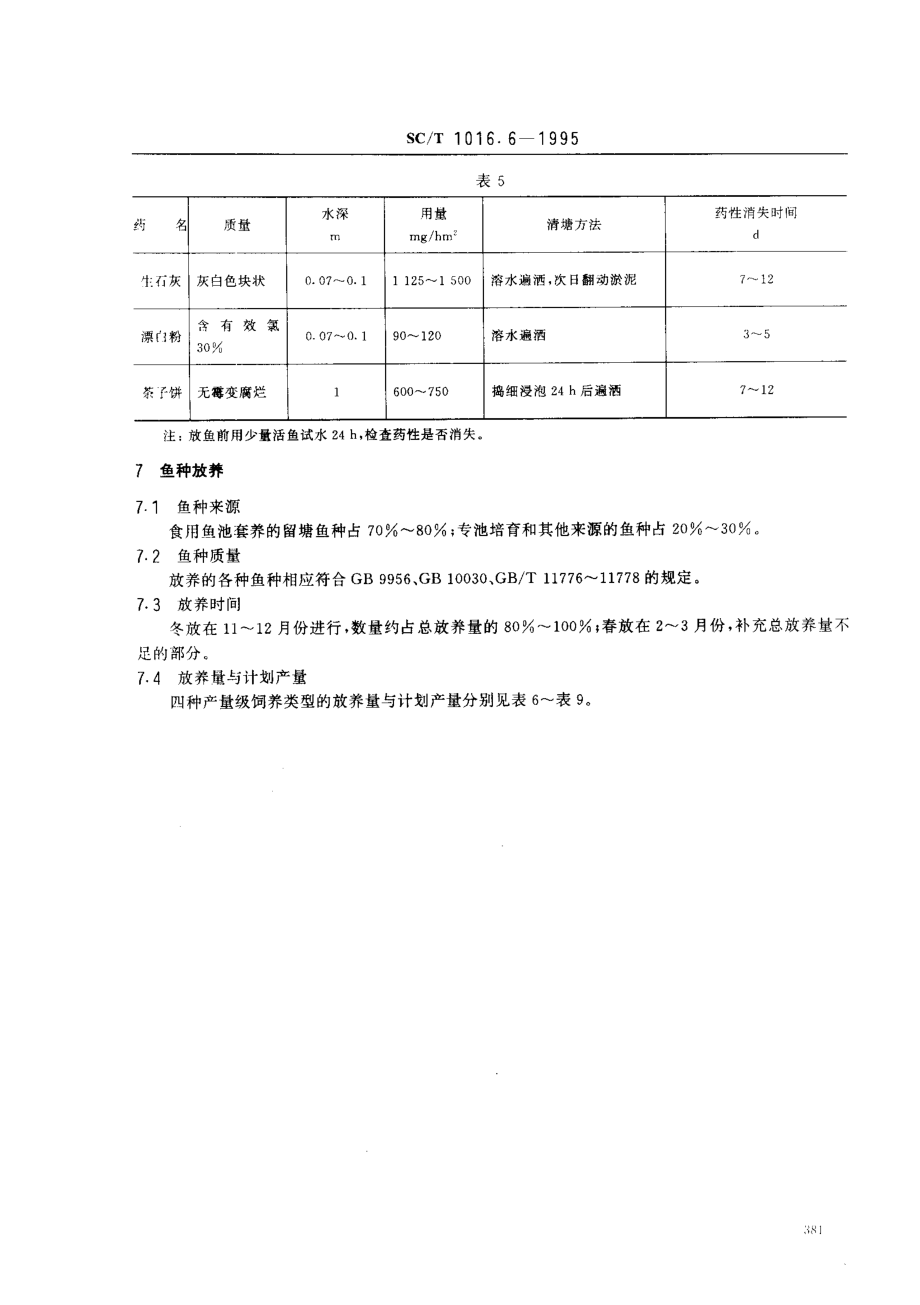 SCT 1016.6-1995 中国池塘养鱼技术规范 长江中上游地区食用鱼饲养技术.pdf_第3页