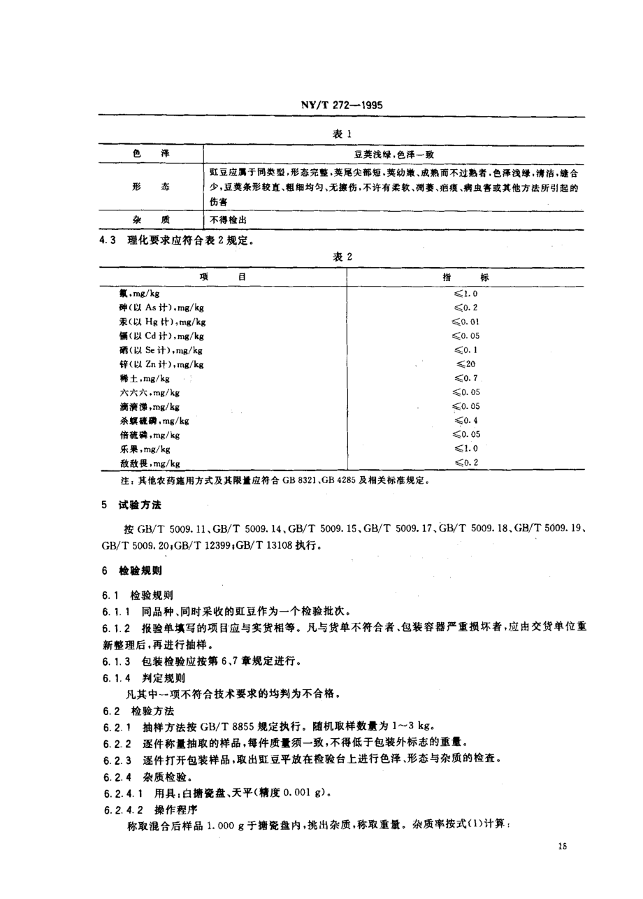 NYT 272-1995 绿色食品 豇豆.pdf_第2页