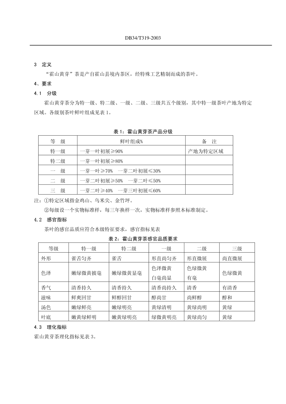 DB34T 319-2003 霍山黄芽茶.pdf_第2页