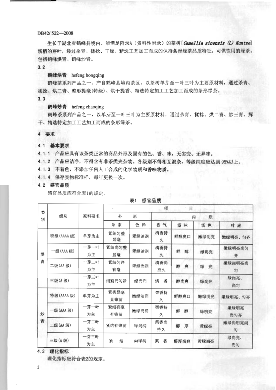 DB42 522-2008 鹤峰茶.pdf_第3页