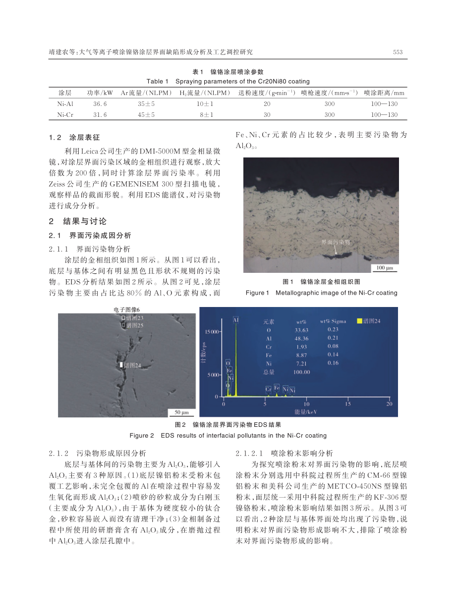 大气等离子喷涂镍铬涂层界面缺陷形成分析及工艺调控研究.pdf_第2页