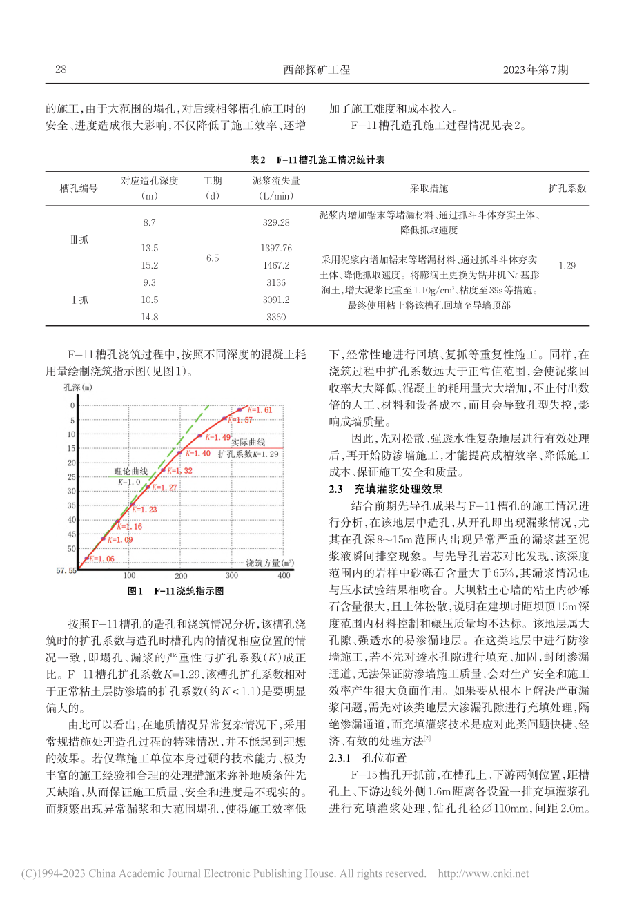 充填灌浆技术在强透水性复杂地层防渗墙施工中的应用_张前.pdf_第3页