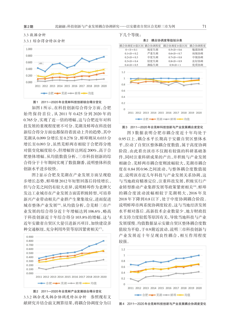 科技创新与产业发展耦合协调研究——以安徽省自贸区合芜蚌三市为例.pdf_第3页