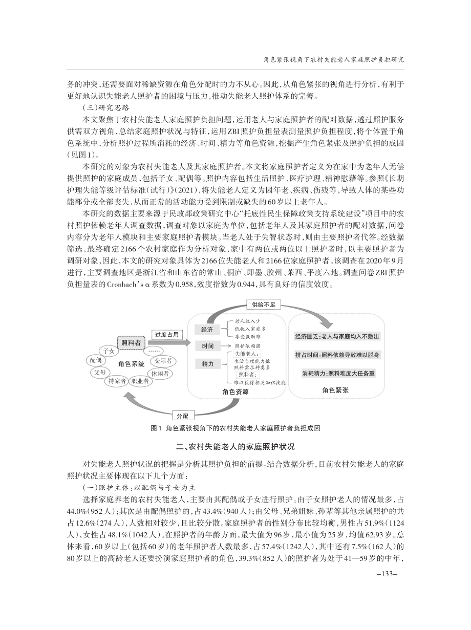 角色紧张视角下农村失能老人家庭照护负担研究——基于2166个样本数据的分析.pdf_第3页