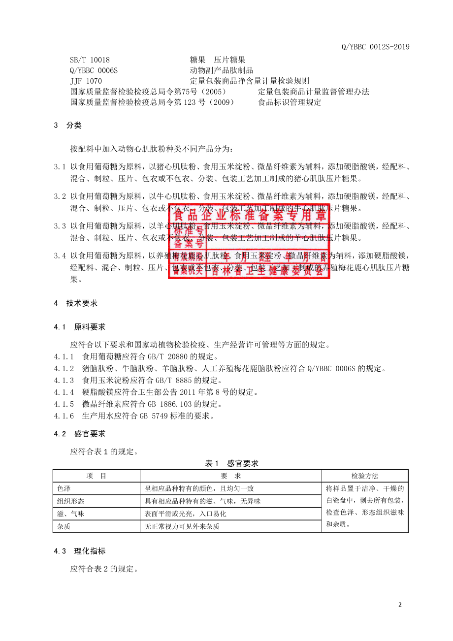 QYBBC 0012 S-2019 动物心肌肽压片糖果.pdf_第3页