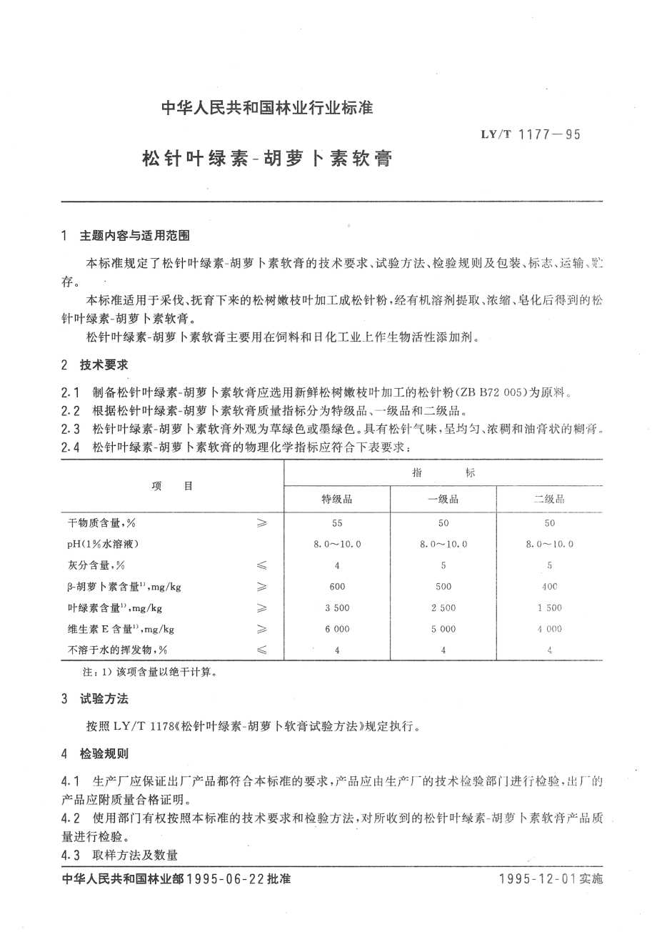 LYT 1177-1995 松针叶绿素-胡萝卜素软膏.pdf_第2页