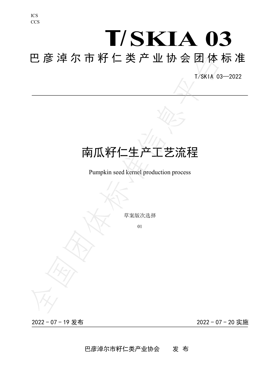 TSKIA 03-2022 南瓜籽仁生产工艺流程.pdf_第1页