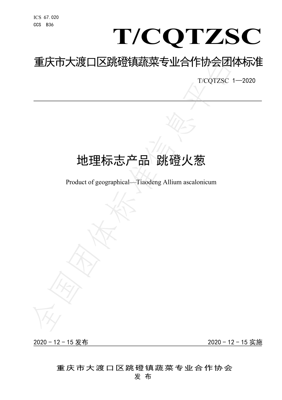 TCQTZSC 1-2020 地理标志产品 跳磴火葱.pdf_第1页