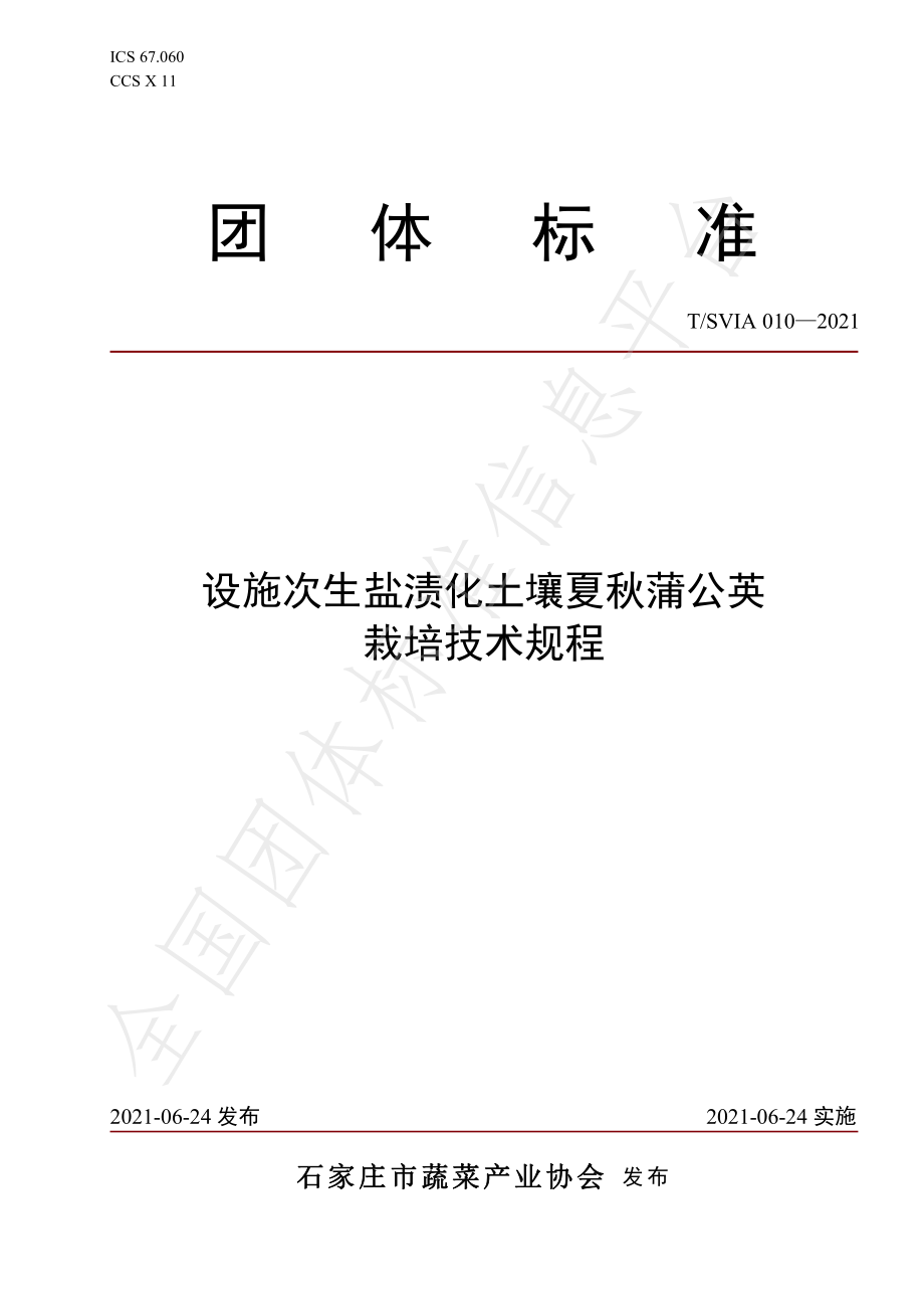 TSVIA 010-2021 设施次生盐渍化土壤夏秋蒲公英栽培技术规程.pdf_第1页