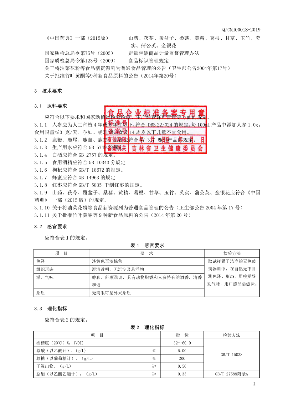 QCMJ 0001 S-2019 人参鹿鞭配制酒.pdf_第3页