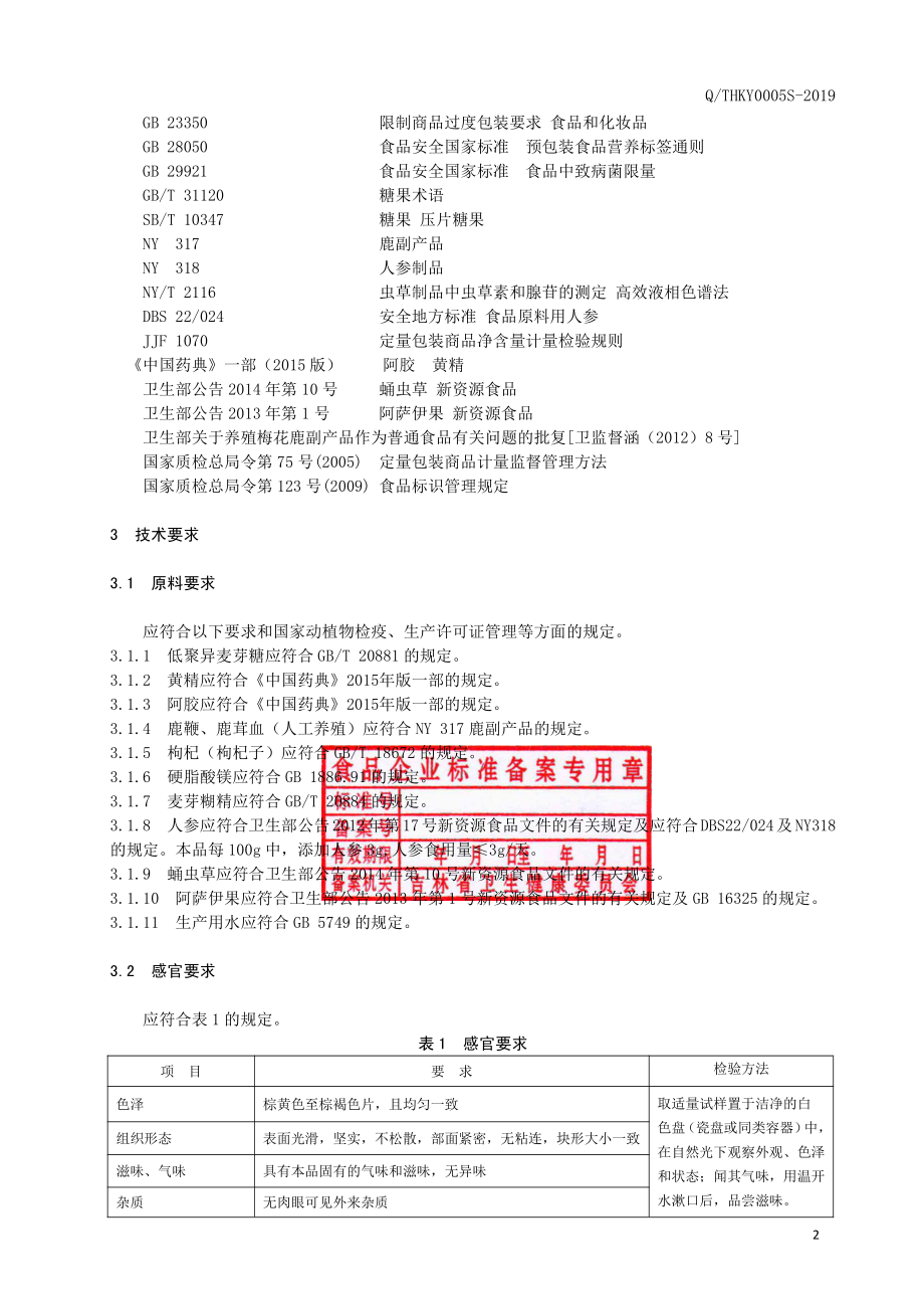 QTHKY 0005 S-2019 鹿茸血蛹虫草片（压片糖果）.pdf_第3页