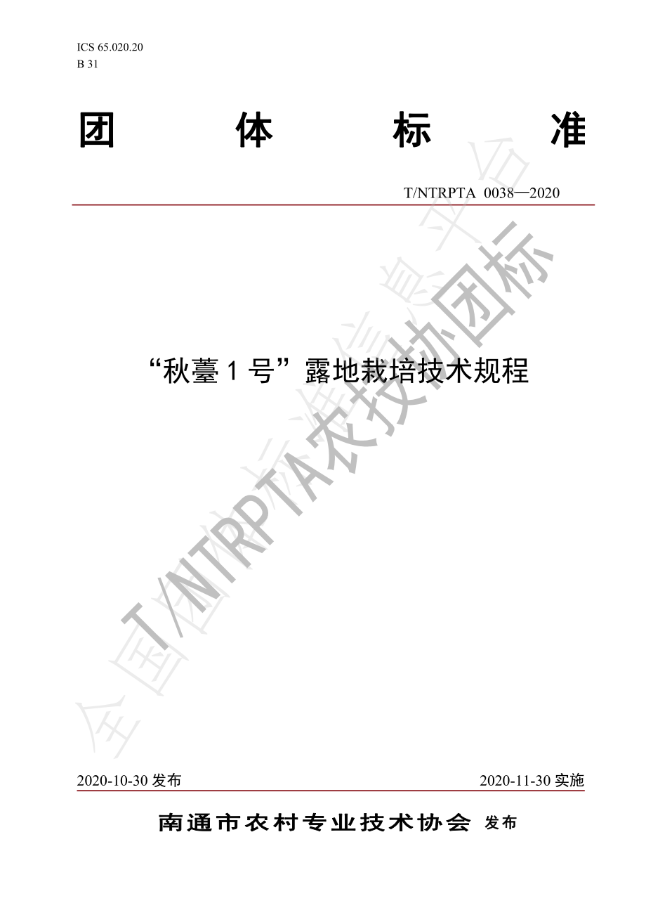 TNTRPTA 0038-2020 “秋薹1号”露地栽培技术规程.pdf_第1页