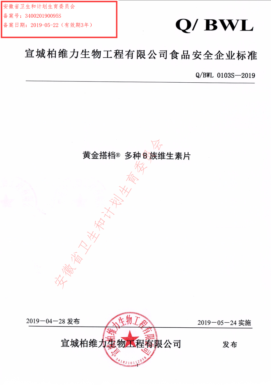 QBWL 0103 S-2019 黄金搭档&#174;多种B族维生素片.pdf_第1页