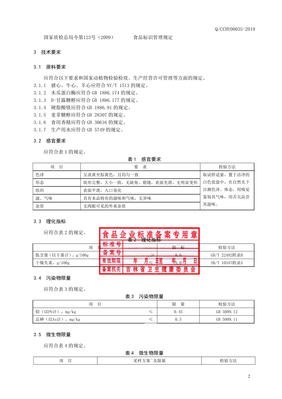 QCCHY 0003 S-2019 动物心肌肽压片糖果.pdf_第3页