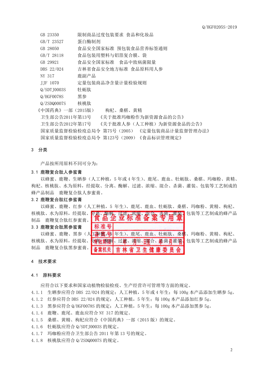 QHGF 0205 S-2019 鹿鞭复合肽人参蜜膏.pdf_第3页