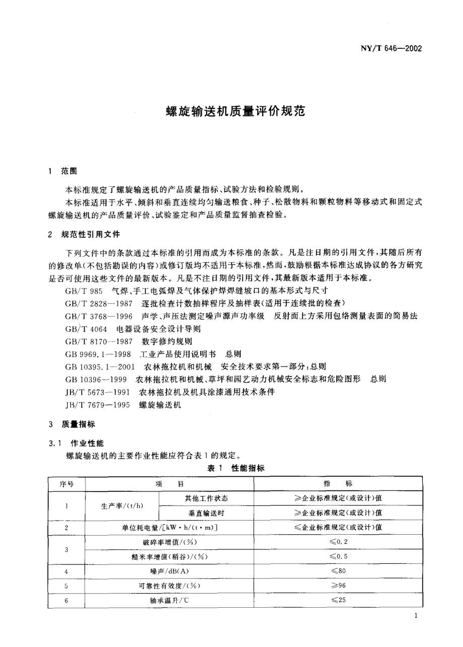 NY-T 646-2002 螺旋输送机质量评价规范.pdf_第3页