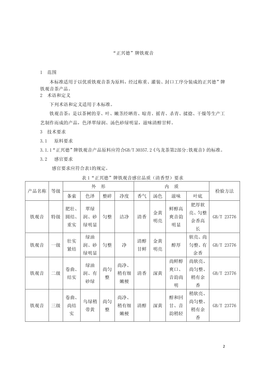 QXCZXD 0003-2015 北京正兴德茶叶有限公司 “正兴德”牌铁观音.pdf_第3页