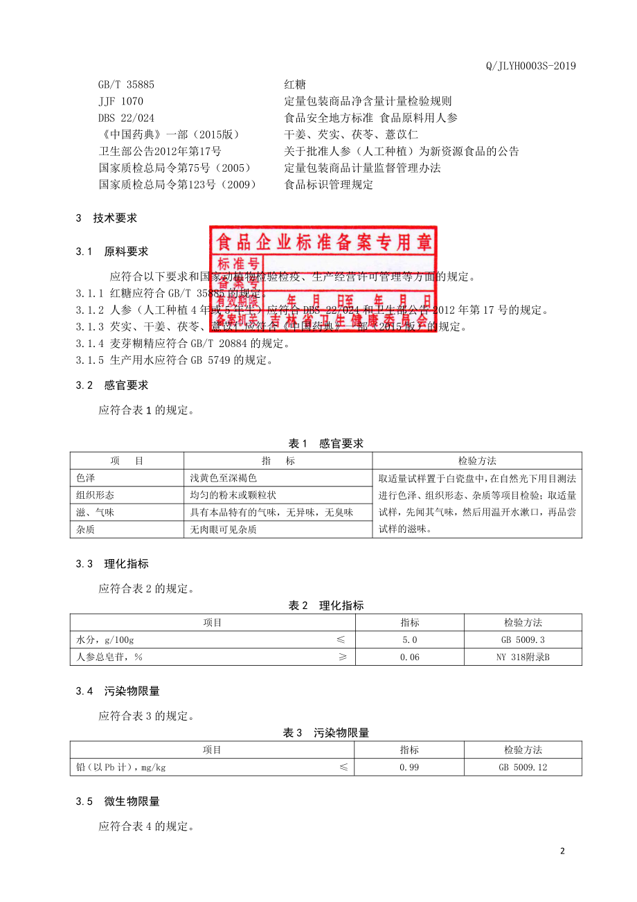 QJLYH 0003 S-2019 红糖人参姜茶（固体饮料）.pdf_第3页