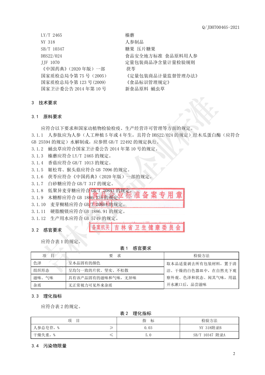 QJDHT 0046 S-2021 人参肽复合菌片（压片糖果）.pdf_第3页