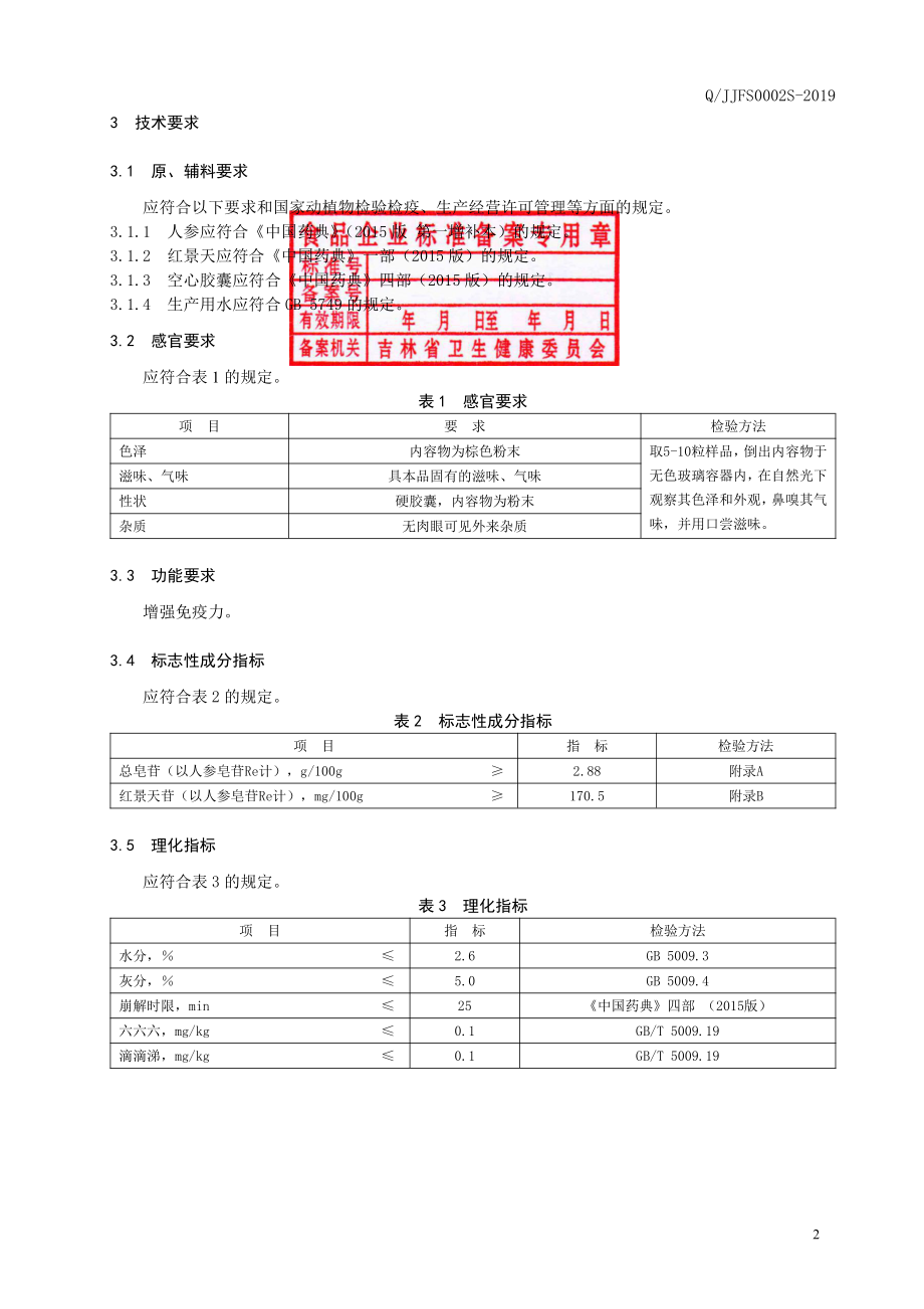 QJJFS 0002 S-2019 保健食品 吉福参牌生百代人参胶囊.pdf_第3页