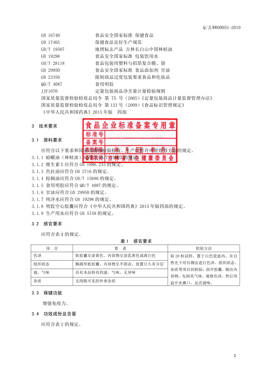 QJLWW 0005 S-2019 保健食品蛙王牌哈蟆油软胶囊.pdf_第3页