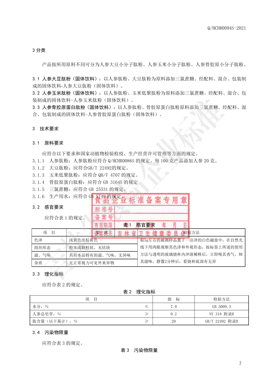 QHCHR 0094 S-2021 人参复合肽粉（固体饮料）.pdf_第3页