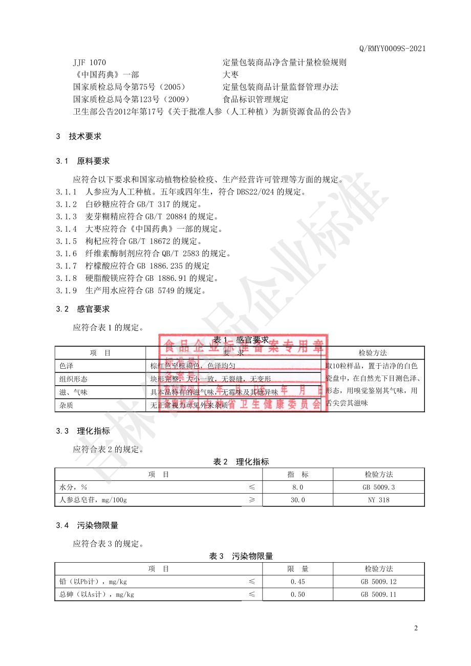 QRMYY 0009 S-2021 人参枸杞复合片（压片糖果）.pdf_第3页