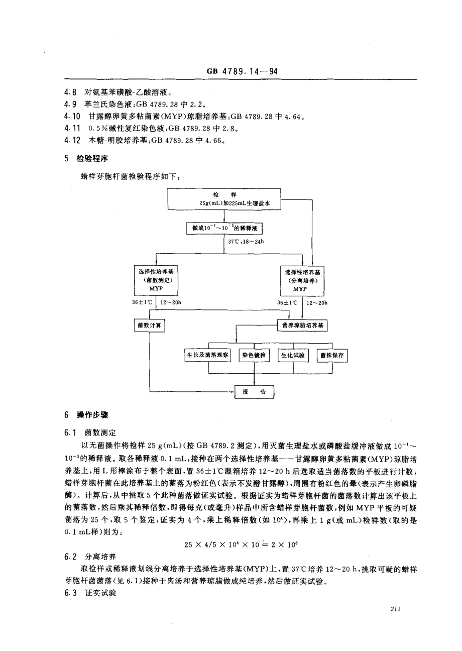 GB 4789.14-1994 食品卫生微生物学检验 蜡样芽胞杆菌检验 .pdf_第2页